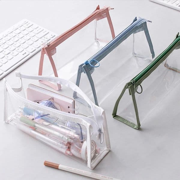 Transparent Pencil Case Large Capacity Simple Pen Bag Kawaii Cosmetic Bag School Study Stationery Office Supplies 260515