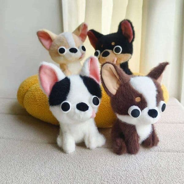 15cm Lovely Chihuahua Plush Doll Big Eyes Stick Out Tongue Table Companion Stuffed Simulation Cute Toy Delicate Birthday Gifts