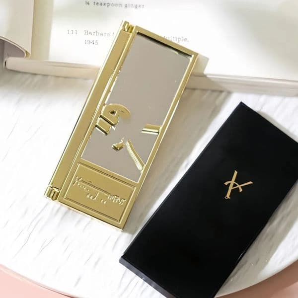 Luxury Designer Decor Gold Folding room Make Up Compact Portable Hd Make-Up Cosmetic Holiday Keyring Mirror For VIP Client Decoration For Ho 2 thumbnail 2