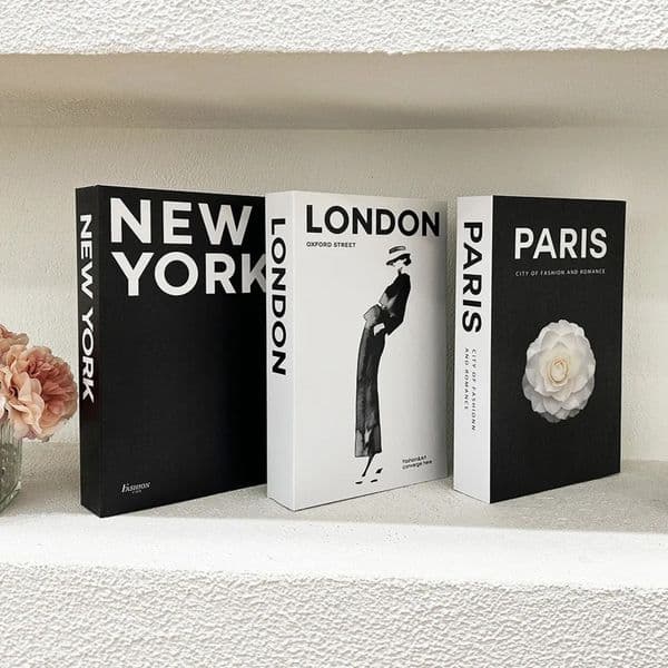 Luxury Designer Decor 3 Pcs room Fake For Decoration Simulation Book Storage Box Coffee Table Boo Villa Hotle Home Decor Shooting Props Deco 11