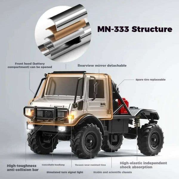 MN333 Rc Car 1 /18 Scale Off Road Four Wheel Drive Climbing Controllable Headlights Full Throttle Steering Alloy Body J260516