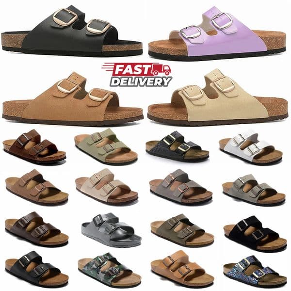 Unisex Comfort Slippers Cork Footbed Open Toe Two Strap Slides Adjustable Non Slip Soft Sole Arch Support Summer Walking 36-45