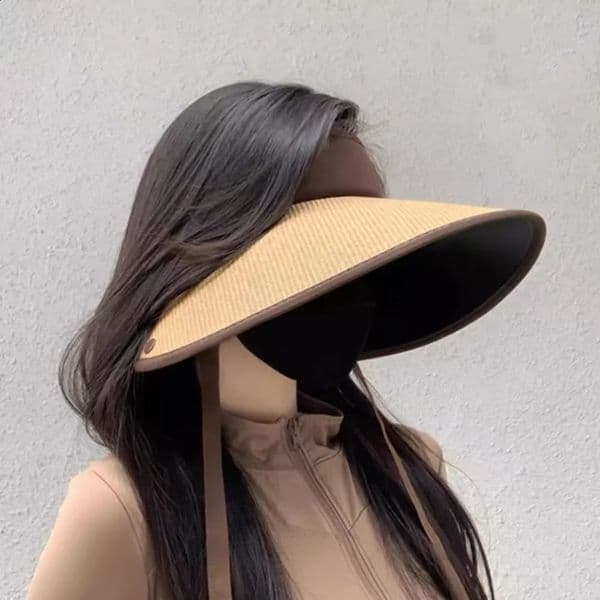 Fashion Detachable Shawl Sunshade Hat Wide Brim Adjustable Straw Cap UPF 50 Foldable Empty Top Sun Hat Beach 260512