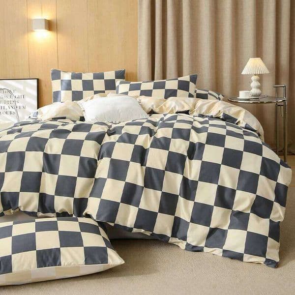 3pcs Checkered Pattern Print Set, Soft Skin-Friendly Bedding Set Includes 1 Duvet Cover And 2 Pillowcases J260516