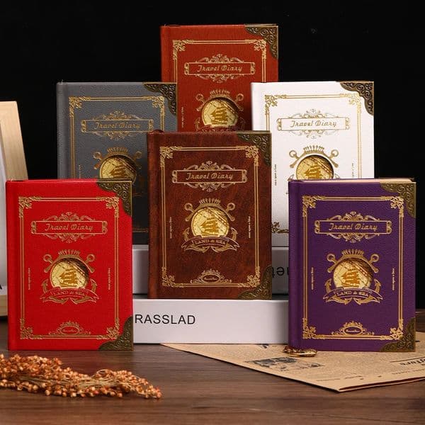 1-piece gift box of vintage soft leather 200 page hardcover notebook featuring nautical map n anchor bookmarks 260515