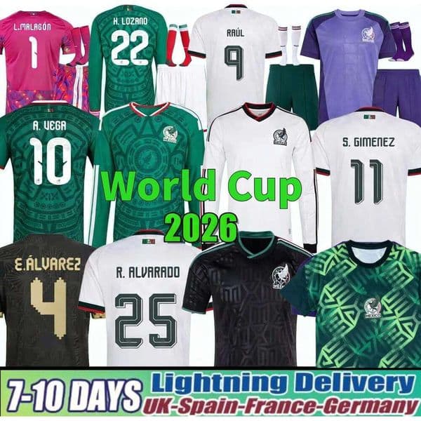 Mexico Jersey 2026 World Cup RAUL CHICHARITO Soccer Jersey LOZANO 26 27 H.LOZANO Kids Kit Football Shirts Women Top Goalkeeper Training Uniform Long sleeves
