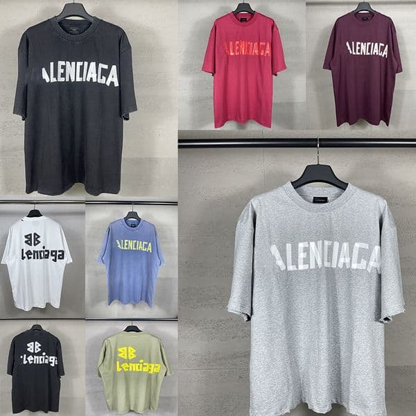 Designer shirts Paris fashion brand mens womens new line of tape-printed washed-out distressed short-sleeved T-shirts for men summer shirt