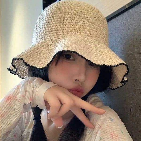 Sunscreen Sweet Straw Sun Hat French Style Visor Cap Knitted Bucket Hat Hollow Out Temperament Sun Protection Cap Spring Summer X260516