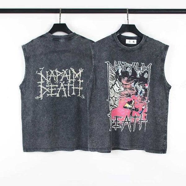 Yao Fashion Saint of Michael Vintage Summer Graffiti Hip Hop Printing Dark Gothic Wash Oversize Tank Tops for Men Clothing Tees X260516