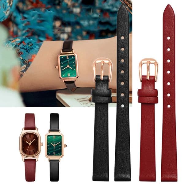 Cowhide Watch Bracelet womens fashion watchband wristwatches mini band 6mm 7mm 8mm 10mm 12mm red white color small strap 260515