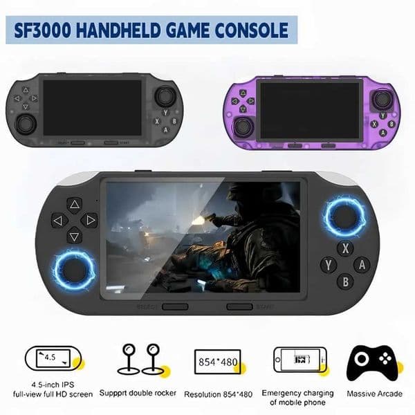 SF3000 Retro Handheld Video Game Console Classic Games Pocket Player with 45 Inch IPS Screen 3000mAh Portable Linux System Z260516