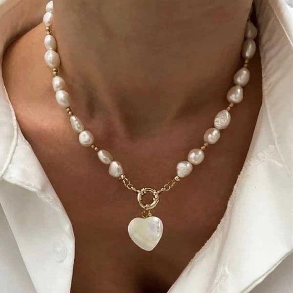 Elegant Irregular Pearl Multi-layer Necklace Heart Pendant Choker Necklace For Girls Jewelry Trend Vacation Wedding Gifts X0286 X260516