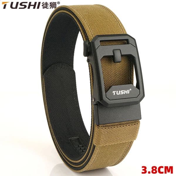 TUSHI Mens Military Tactical Belt Tight Sturdy Nylon Heavy Duty Hard Belt for Male Outdoor Casual Belt Automatic Waistband 260515