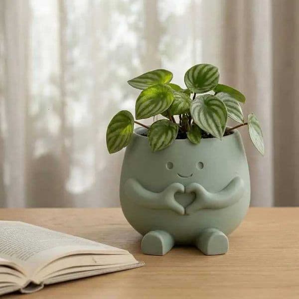 Cute Face Flower Pot Resin Head Planter 1Pc Unique Sitting Chair Pot for Bedroom Study Decor L260516