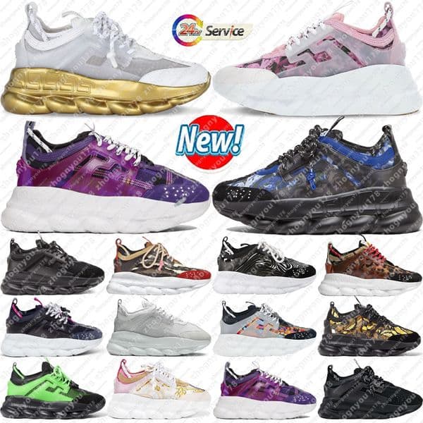 2025 Casual Italy Top 1 Quality Reaction Wild Jewels Chain Link Trainer Sneakers running shoes for men women Black silver Breathable outdoor trainers sports runners