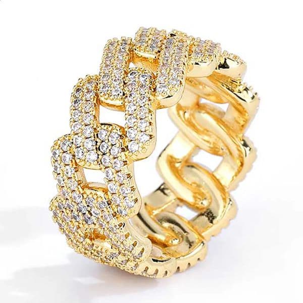 11MM Width Double Row Iced Out Rhombic Cuban Rings Fashion Hip Hop For Men Bling Cubic Zirconia Jewelry 260516