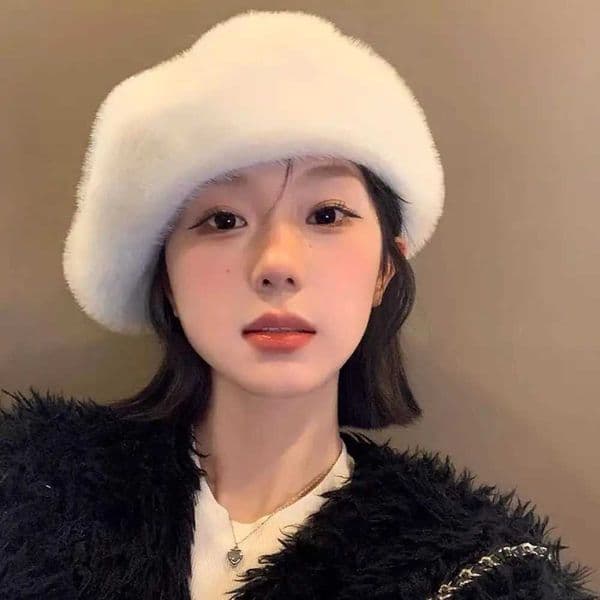 New Faux Mink Fur Berets For Women Vintage Plush Beret Hat French Artist Painter Hat Womens Winter Hat Thicken Warm Beanies Hat L260515