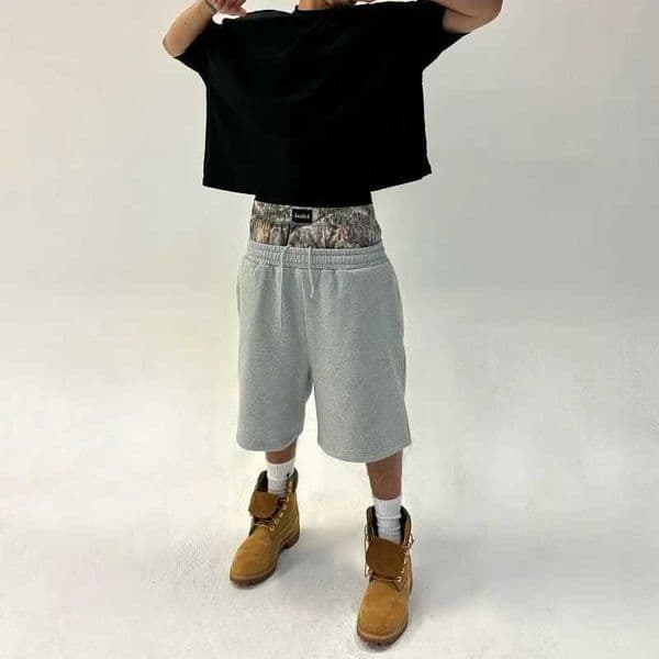 American High-Waist Loose Casual Sports Pants Personalized Hip-Hop Double Waist Shorts Mens Oversized Fashion Cropped Pants L260515