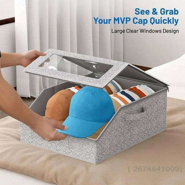 Hat with Clear Window Foldable Organizer for Accessories hat dust Proof Storage Box Large Capacity Stackable 26Y0516