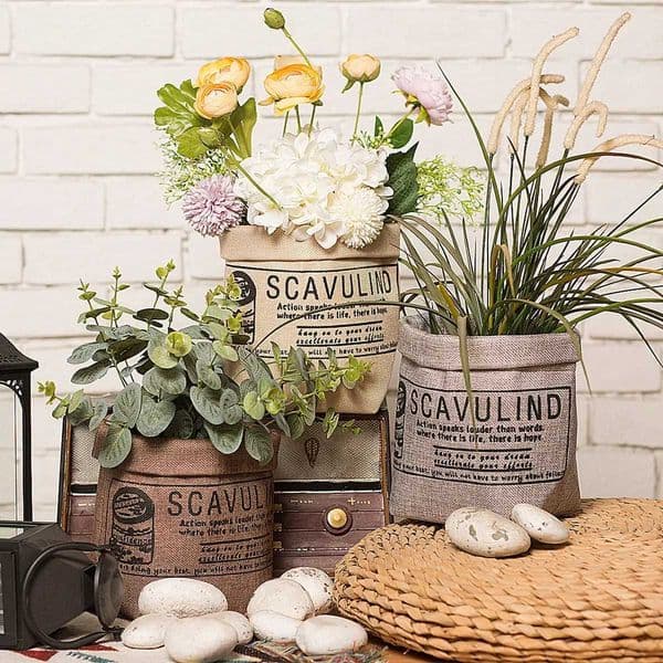1pc Waterproof Random Color Planter Bag Vintage Fabric Slogan Graphic Nursery Bag For Garden L260516