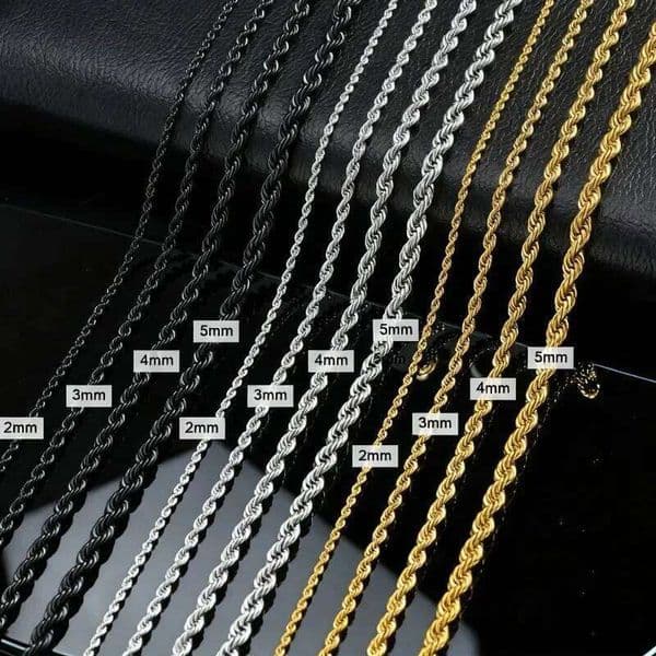 1PC-long for men and women, stainless steel twisted rope chain neck, 2/3/4/5mm necklace Daily WearO 26Y0516