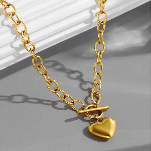 Stainless Steel Love Heart OT Buckle Necklace For Women Thick Clavicle Chain Unique Birthday Wedding Party Jewelry Gifts New J260516