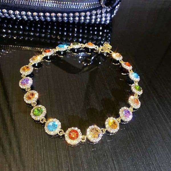 FYUAN Korean Style Colorful Crystal Choker Necklaces for Women Clavicle Chain Necklaces Jewelry Bijoux X260516