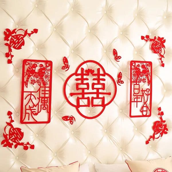 Luxury Designer Decor Chinese Wedding Themed Red Wallpaper - Non-Woven room Fabric For Bedrooms & Living Rooms Decoration Home 11