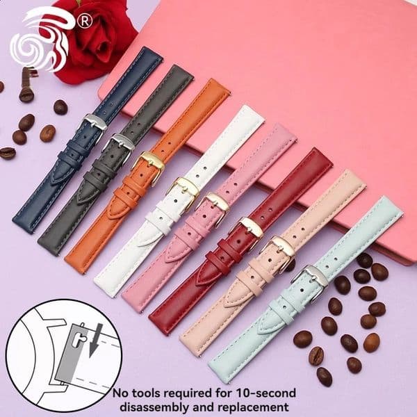 Cowhide Strap 12mm 14mm 15mm 16mm 18mm 20mm Quick Release Replace Wrist Strap Men Women Watch Accessories 260515