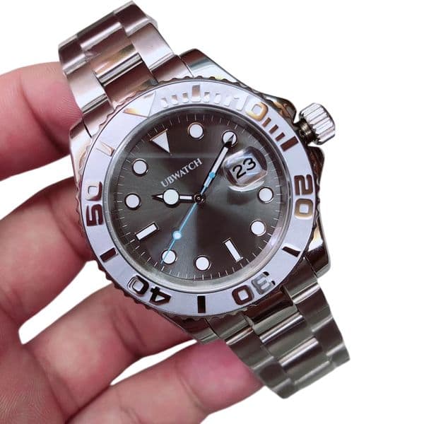 Jason007U1 ST9 Dark Rhodium Rolesium Yachty Watches 40MM Automatic Mechanical Men Watch Black Dial Rotatable Bezel Master Rubber Strap Mens Wristwatches