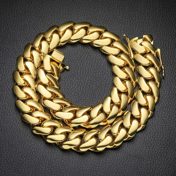 10-22mm wide Hip Hop Bling Gold Color Round Cuban Miami Link Chain Necklaces for Men Rapper Jewelry Drop 260513