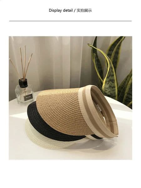 Lady Summer Empty Top Sun Visor Hat Summer Straw Wide Brim Sun Cap Uv Protection Hat 260509