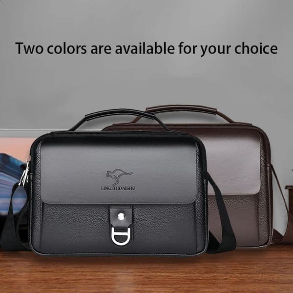 Breathable Shoulder Bag for Men Waterproof PU Leather Briefcase Multipocket Crossbody Purse Office Commute 260516