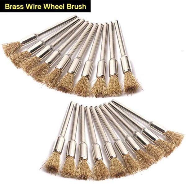 20pcs 3mm Shank Brass Wire Wheel Brush for Metal Rust Removal Polishing Brush for Dremel Rotary Grinder Tool L260516