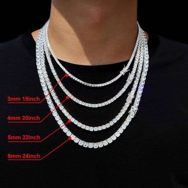 Hip-Hop 1 Row Cz Tennis Chain Cubic Zircon Iced Out 3Mm 4Mm 5Mm 6Mm Rapper Necklace Drop Shipping Luxury Jewelry 26Y0516