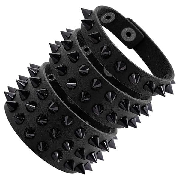 Punk Gothic Bracelet Mens And Womens Pu Leather Nail Rivet Metal Inlay Wristband Cuff Black Red Fashion Bracelet Party Gift 260516