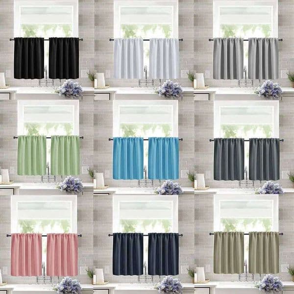 Pure Color Tier Durable Washable Short Blackout Curtain for Small Treatment Half Window Curtains 26W0516