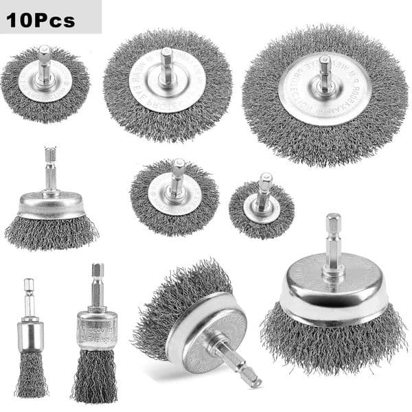 10 Pack Wire Brush Wheel Cup Brush 1/4 Inch Hex Shank Wire Drill Brush for Metal Rust Removal Wood Cleaning Grinding Tool L260516