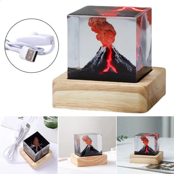 Luxury Designer Decor Unique Resin Desk Lamp - USB room Powered Volcanic Eruption Night Light, Perfect Home Decor, Consider Lava Lamp Bulbs 11