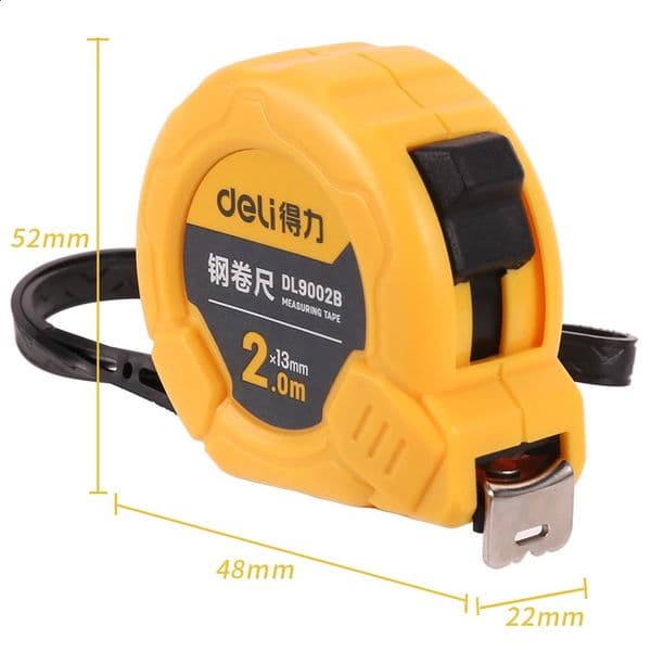 Deli 2m Universal Retractable Tape Measure with Non-slip Button Metric Tape Measuring Multifunction Portable Measuring Tool 260515