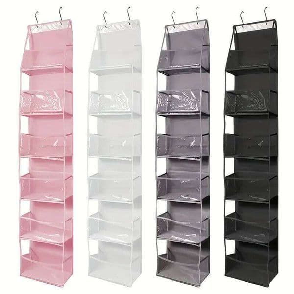 6-compartment hanging storage bag with multiple pockets clothes, hats, shoes, suitable for home organizing and storage, 26W0516 26W0516
