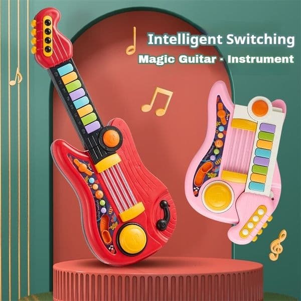2-in-1 Kids Electric Guitar Toy Musical Instrument Piano Toddler Music Toy Early Learning Educational Gift for Boys Girls Xmas 260515