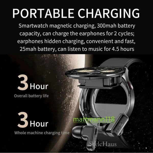 2 In TWS Headset Smart Watch 1 39 Men Women Sport Fiess Heart Rate Health Watches Earphone Noise Reduction Music Smartwatch