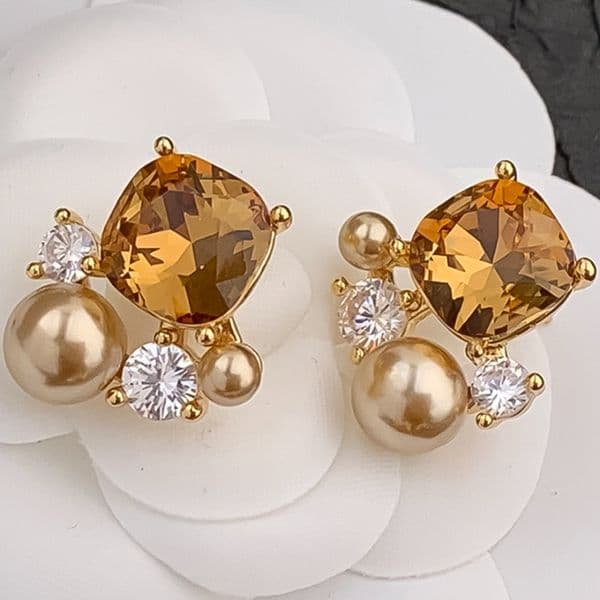 Earrings Women 18K Gold Plated Earring Diamond Pearl Earrings Luxury Jewlery Designer for Women Sparkling Premium Free Shipping Buy One Get One