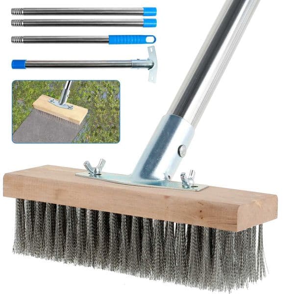 Stainless Steel Wire Floor Brush Home Clean Scrubber Stain Remover Cleaning Broom Garage Patio Floor Steel Brush L260516