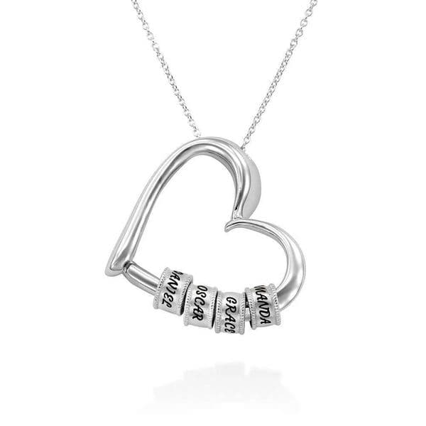 Personalized Names Heart Necklace Custom Family Names Beads Necklace Personalized Mothers day Gift X260516