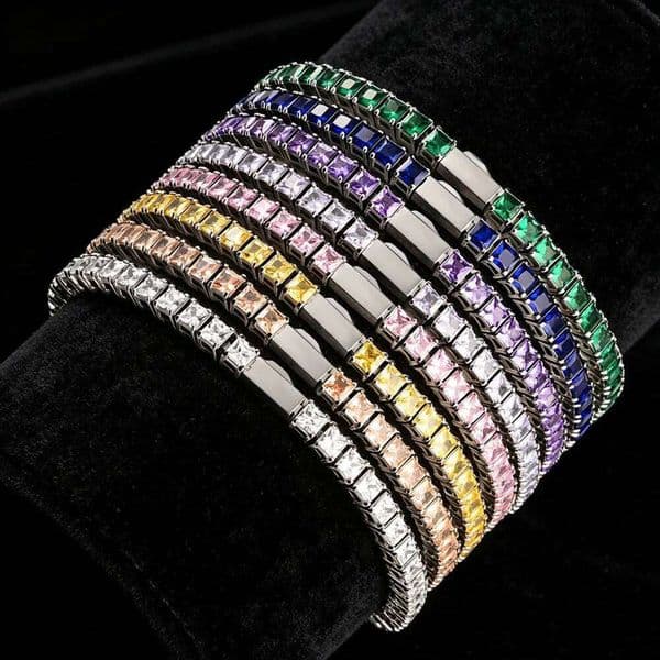Fashionable 3mm tennis chain with multi-color zircon sparkling hip-hop style exquisite men's and women's jewelry necklace 26W0516