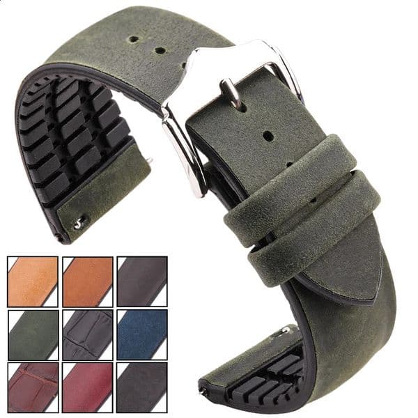 Leather And Rubber Watch Strap 10 Colors Men Women Silicone Waterproof Bracelet Watchband Clock Accessories 18mm 20mm 22mm 260515
