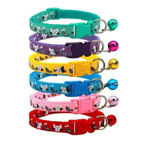 1/2/3/4/5/6/10Pcs Pet Accessories Dog Cat Collar Bell Colorful Cats Pattern Adjustable Collars For Puppy Kitten DIY Small Animal C260516