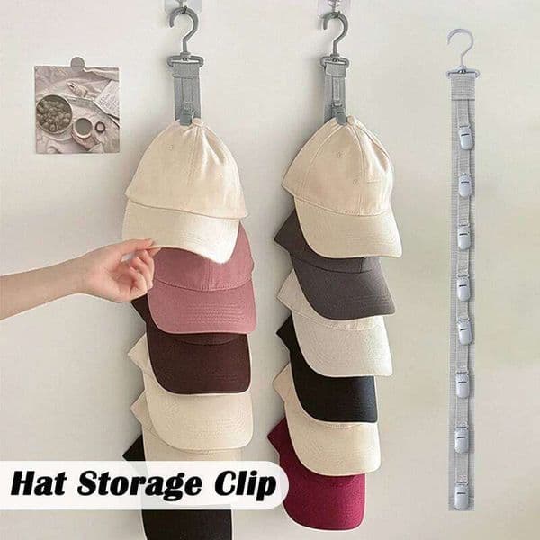Storage Clip- PC Material Hat Rack featuring 4/8 clips Vertical hanging Suitable for home and wardrobe hat Clothing storage 26Y0516